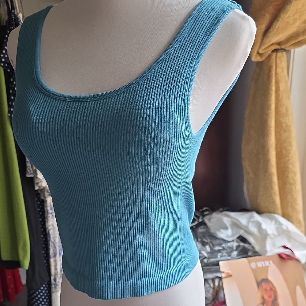By Together Teal Ribbed Tank Top
